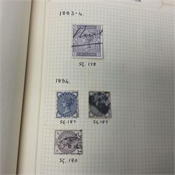 Queen Victoria and later Great British and World stamps, including imperf penny reds, perf penny reds, 1873-80 three pence stamps, 1883-84 two shillings and sixpence, various fiscal and revenue stamps, King George VI ten shilling dark blue used block of four, Aden, Antigua, Australia, Bahamas, Barbados, Basutoland, Bermuda, British Guiana, British Honduras, British Solomon Islands, Burma, Ceylon, Falkland Islands, Heligoland etc