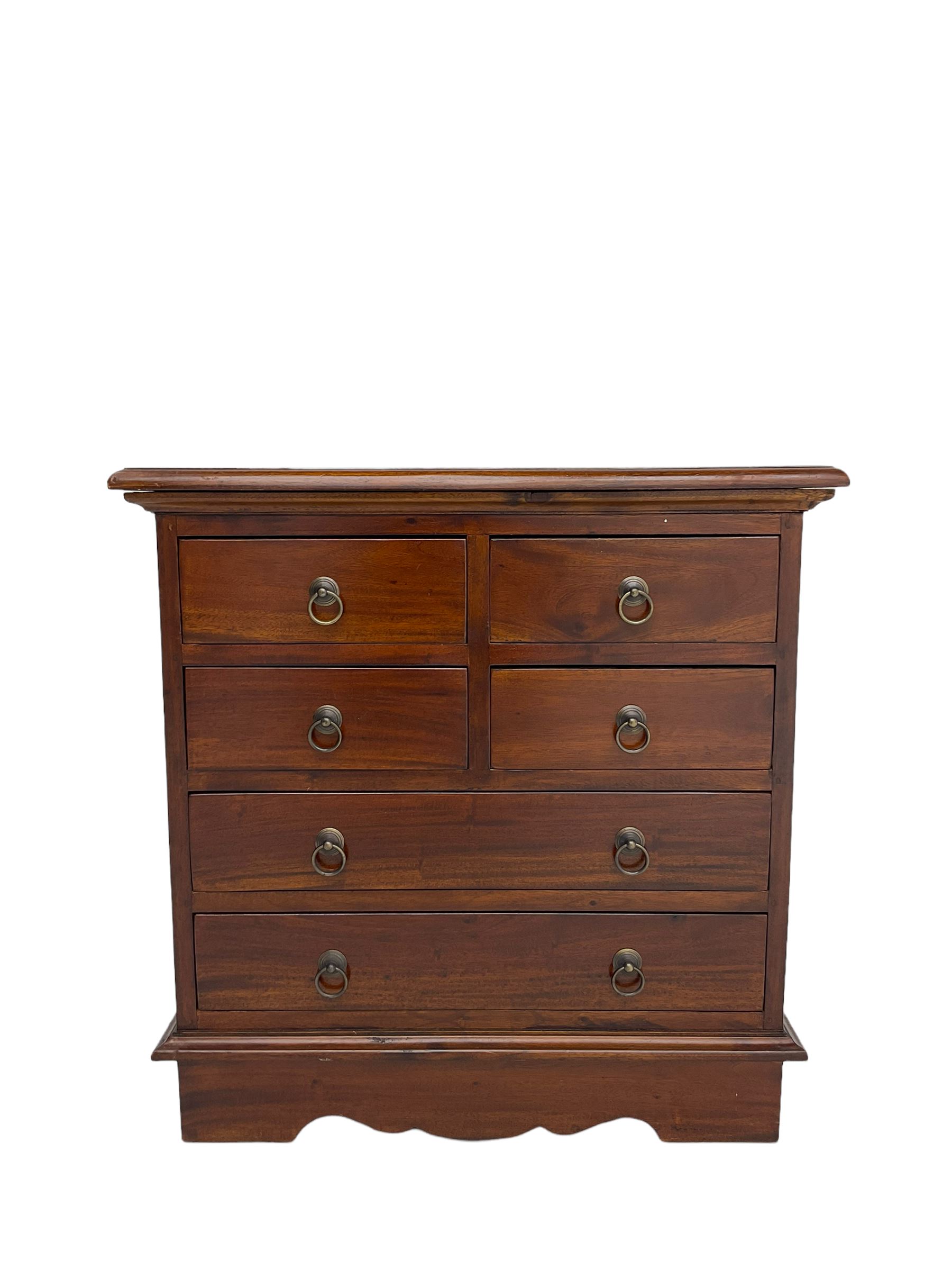 The Kingswood Collection - mahogany chest, moulded rectangular top over four short and two long drawers, shaped plinth base