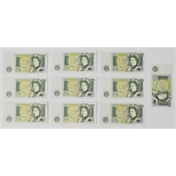  Ten Page experimental series '81Y' one pound banknotes consecutive run from '81Y 330191' to '81Y 330200' (10)  
