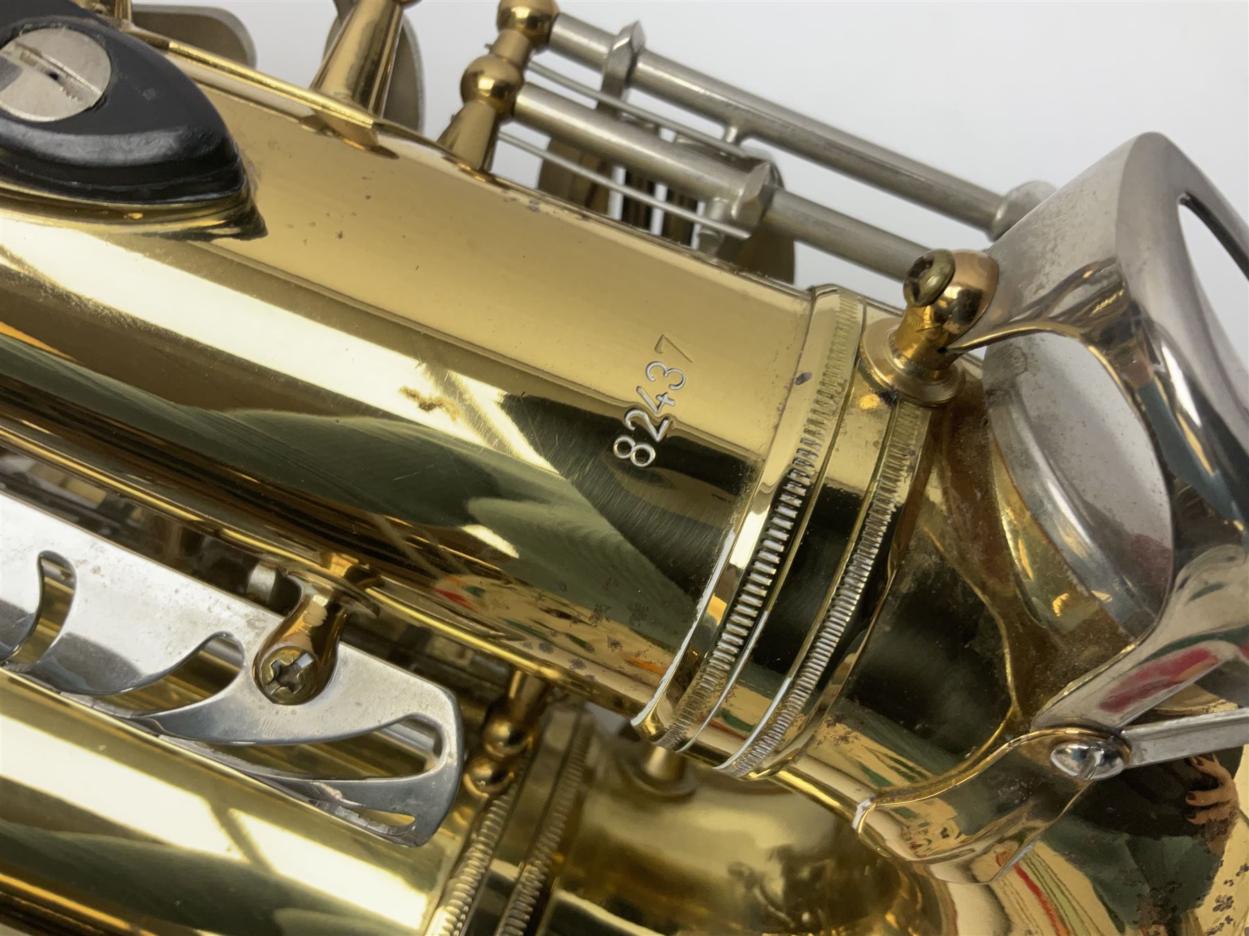 St Louis Alto saxophone, serial no.82437 in John Packer JP Blues 141 carrying case; with two-piece saxophone stand