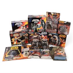 Collection of modern Star Wars figures and vehicles, comprising Kenner Landspeeder, Kenner...