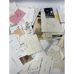 Collection of over 600 autographs on cards, clipped pieces, letters etc including William Gladstone, Lord North, Randolph Churchill, Hugh Dalton, Philip Noel-Baker, Philip Burne-Jones, Tiger Woods, Ben Hogan, Cindy Crawford, Viv Nicholson, Roddy Doyle, Diana Cooper, Woody Allen, Roy Orbison, Mary Wilson, Sammy Davis Jr., Clive Brook, Roger Quilter, Chay Blyth, Chris Bonington, John Lodge, Trevor Bayliss, Penelope Wilton, Tom O'Connor, Charles Aznavour, Alan Tichmarsh, Michael Ball, Thelma Barlow, Jack Brymer, Paul Badura-Skoda, John Lill, John Conteh, Charlotte Knollys, Arthur Godfrey, Eric Sykes, Queen Noor of Jordan, Victoria Gledenning, Madeleine Albright etc