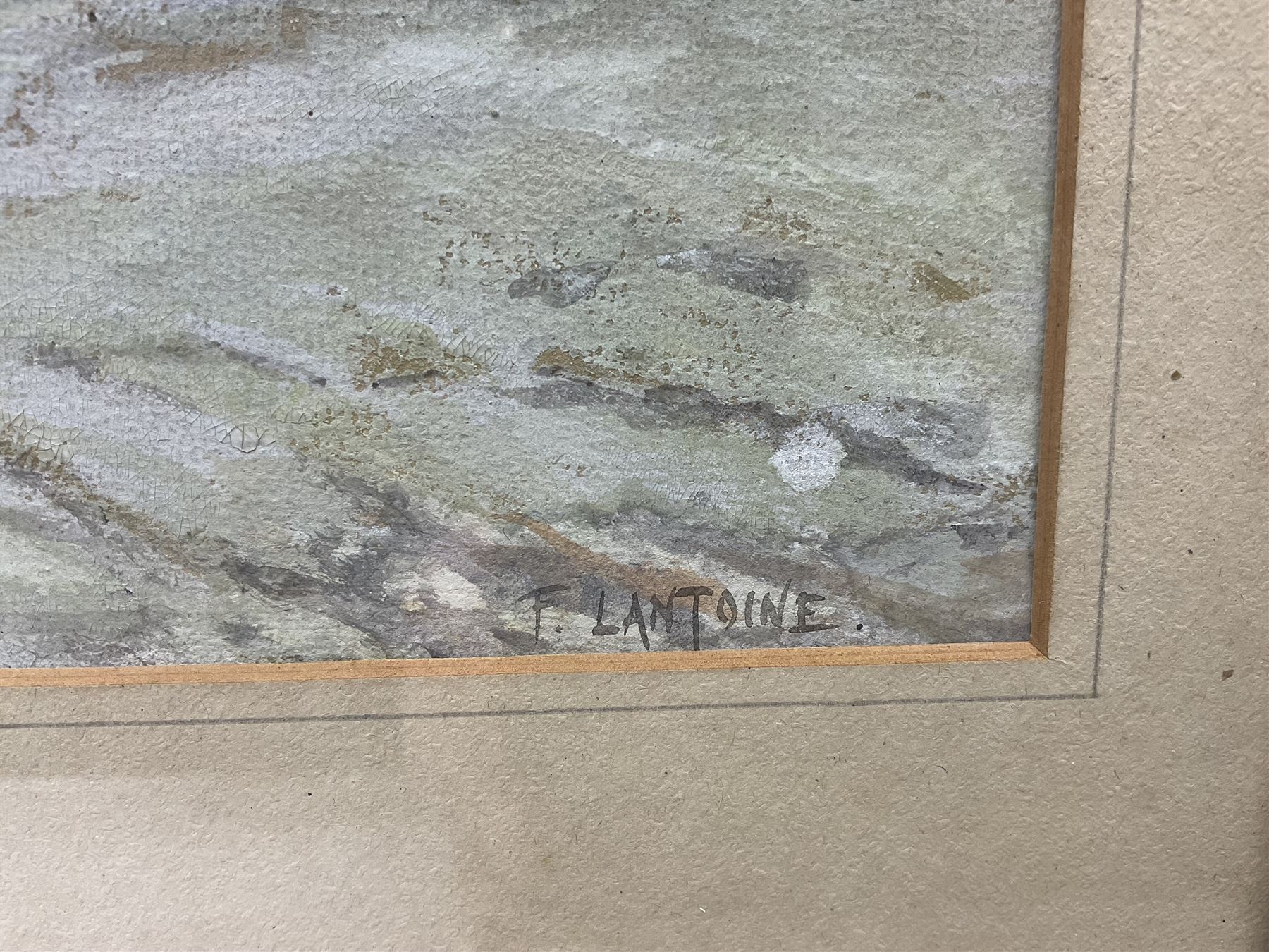 Fernand Désiré Louis Lantoine (French 1876-1955): Soldiers Travelling by Horse and Cart in the Snow, watercolour heightened in white signed 32cm x 51cm