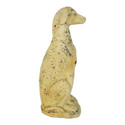 Pair of composite seated greyhound statues, H62cm 