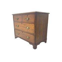 Edwardian elm chest, fitted with two short and two long drawers, on bracket feet