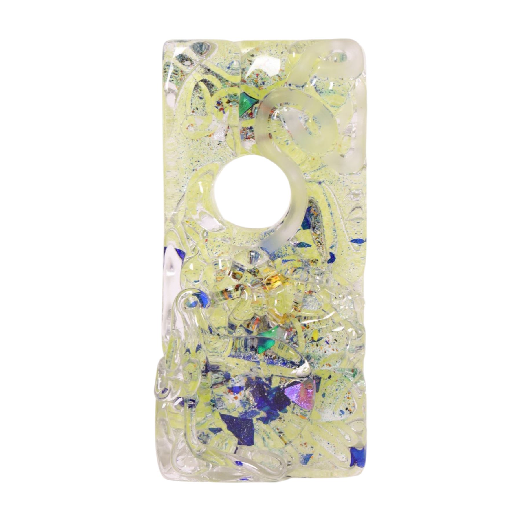 Rectangular clear glass sculpture 'Hanging Tableaux' by Will Shakspeare, H28cm