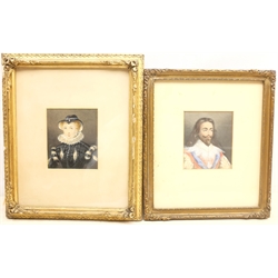 English School (19th century): Portrait Miniatures, two watercolour and gouaches unsigned 11.5cm x 9.5cm (2)