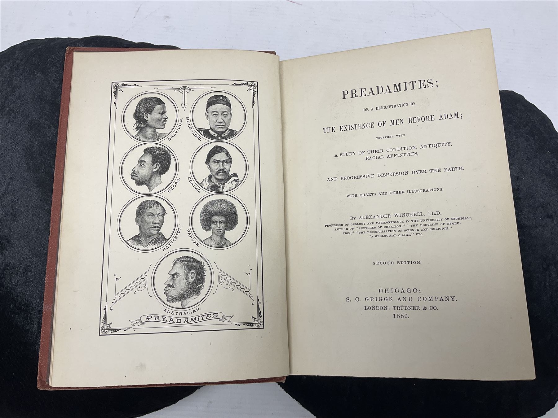 The Living Races of Mankind, two volumes, together with Alexander Winchell; Preadamites or a Demonstration of The Existence of Man before Adam and Edward B Taylor; Anthropology an introduction to the Study of Man and Civilization 