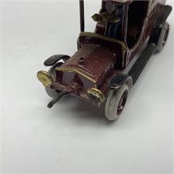Ernst Plank van, circa 1912, maroon body with gilt detail, hinged roof and driver, H4cm, L7cm