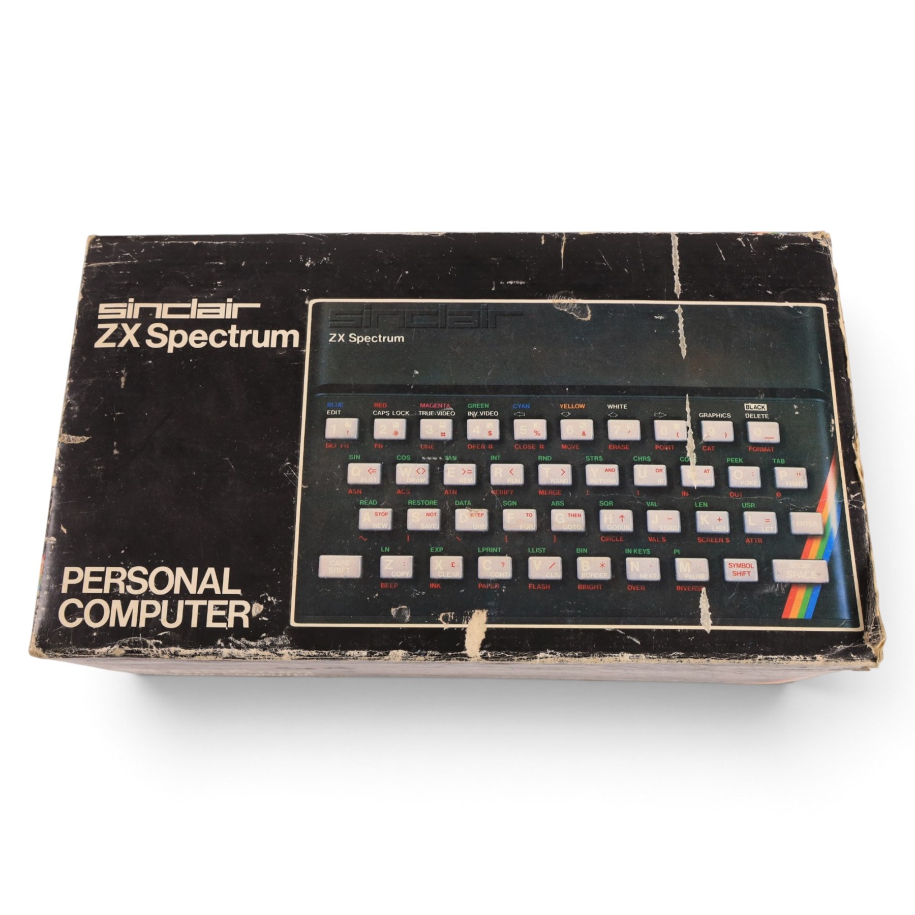 Vintage game consoles, comprising Sinclair ZX Spectrum, Zeon T-800 TV Game and Radofin Programmable Tele-Sports IV, all boxed, with six Spectrum games comprising Road Runner, Jack The Nipper, Batman, The Great Escape, Movie and Masters of the Universe