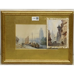 Paul Marny (French/British 1829-1914): Riverside and City scenes, two watercolours signed 14cm x 23cm & 14cm x 10cm (2)