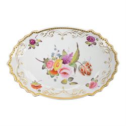 19th century porcelain dessert plate, of unusual shaped oval form, attributed to William B...