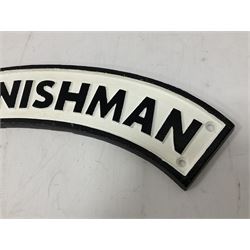 Arched cast iron Cornishman sign, L48cm