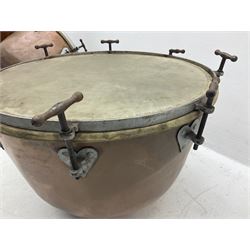 Pair of vintage copper timpani drums D65cm H46cm (2)