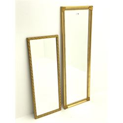 Rectangular portrait wall mirror, bevelled glass and a small mirror