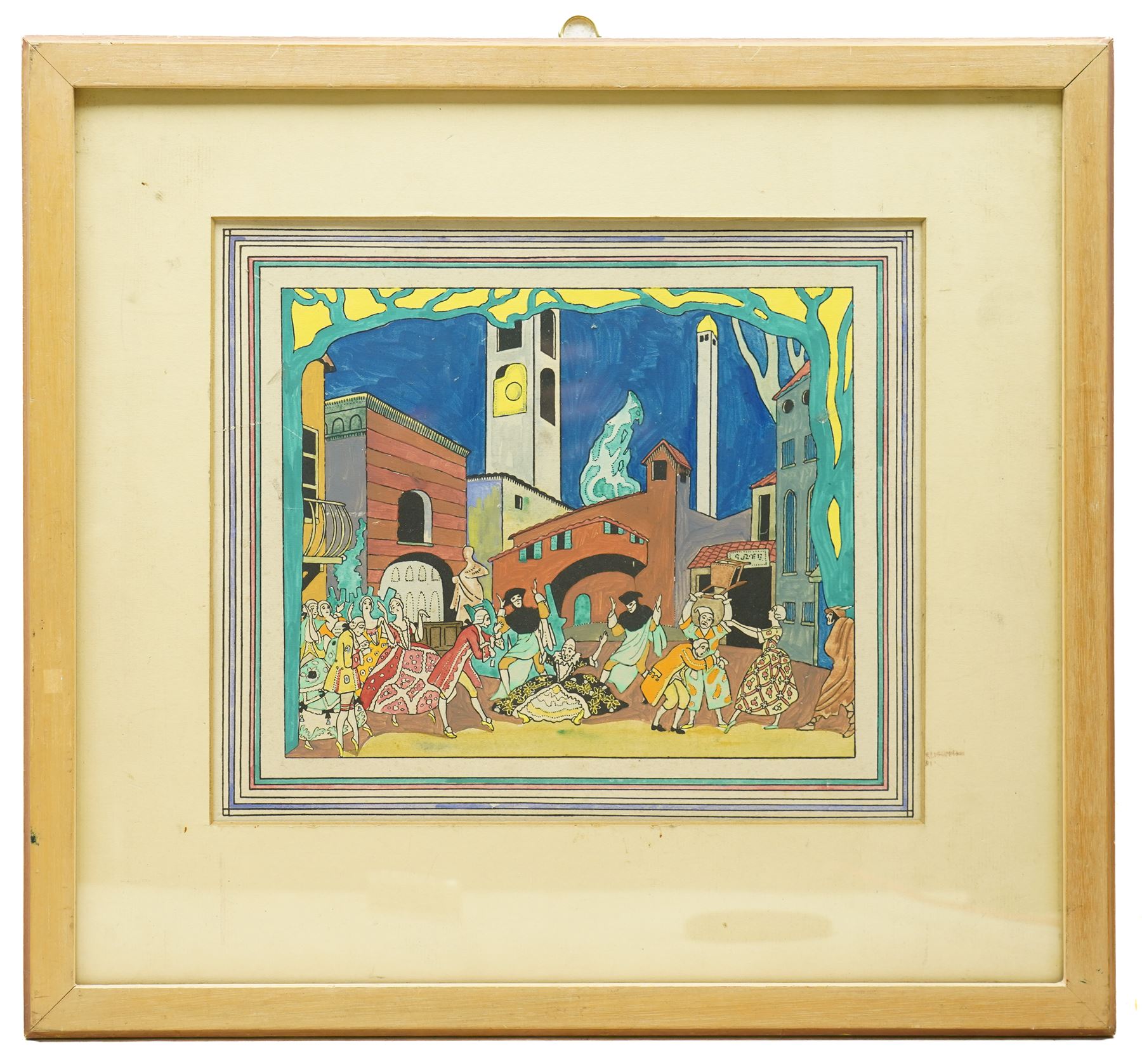 Ethelbert White (British 1891-1972): 'The Good-Humoured Ladies' design for a Diaghilev stage set, ink and gouache unsigned, Christie's stencil verso 24cm x 28cm 