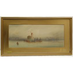 English School (19th/20th century): 'On the Thames', watercolour indistinctly signed and titled 25cm x 60cm