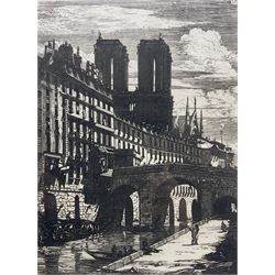 Charles Meryon (French 1821-1868): 'Le Petit Pont', etching signed in the plate 25cm x 19cm 