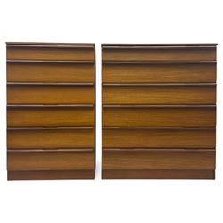 Avalon - two mid-20th century teak chests, with rectangular top above six graduated drawer...