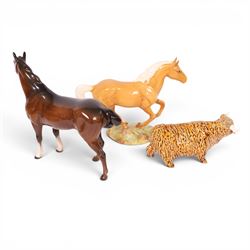 Beswick horse figure 1374, together with two other Beswick horses, Royal Dux Elephant and one other 