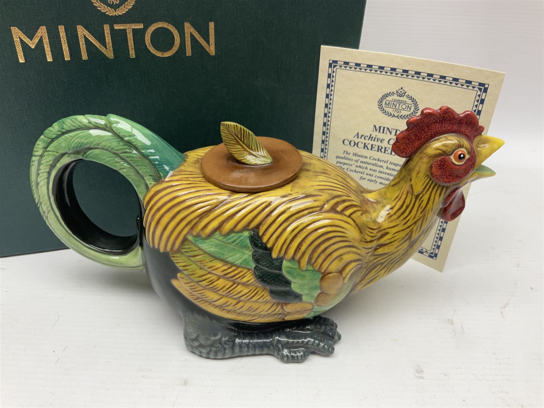 Minton Archive collection cockerel teapot, limited edition 239/2500, with certificate and original box