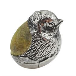Edwardian silver chick pin cushion, Rd N
