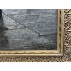 Carl Von Bergen (German 1853-1933): Sisters Caught in the Rain, oil on canvas signed and dated 1898, 54cm x 44cm 