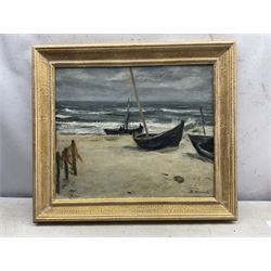 Karl Miersch (German 1894-1969):  Boats on the Shore, oil on canvas signed 44cm x 53cm 