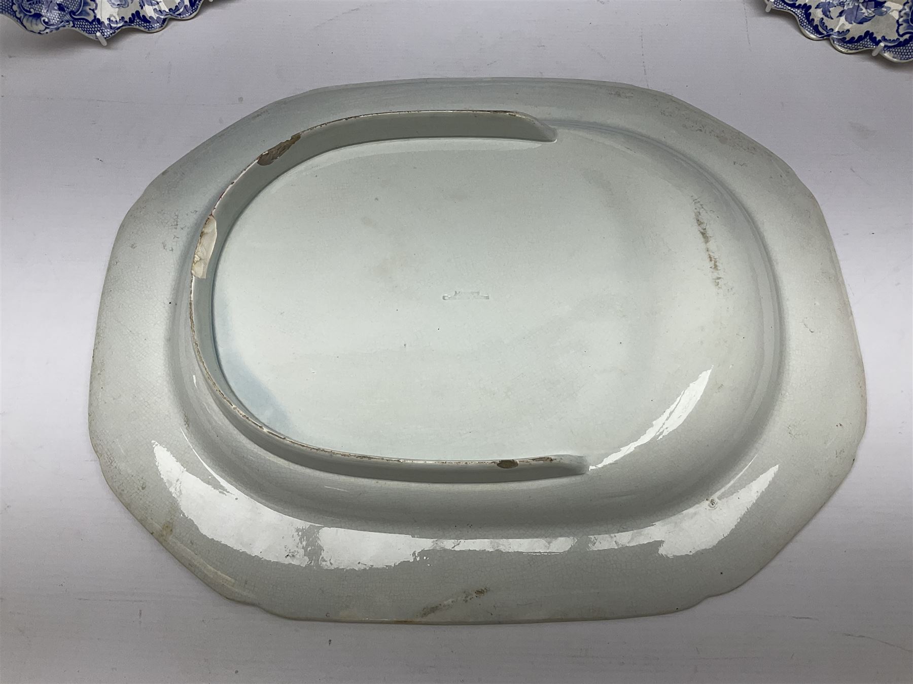 Minton Bombay pattern platter, together with Mason's meat platter, decorated with mythical beast, and two Cauldron Place Opaque China dishes 