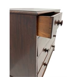Georgian mahogany chest, fitted with two short and three long mahogany lined drawers, bracket feet