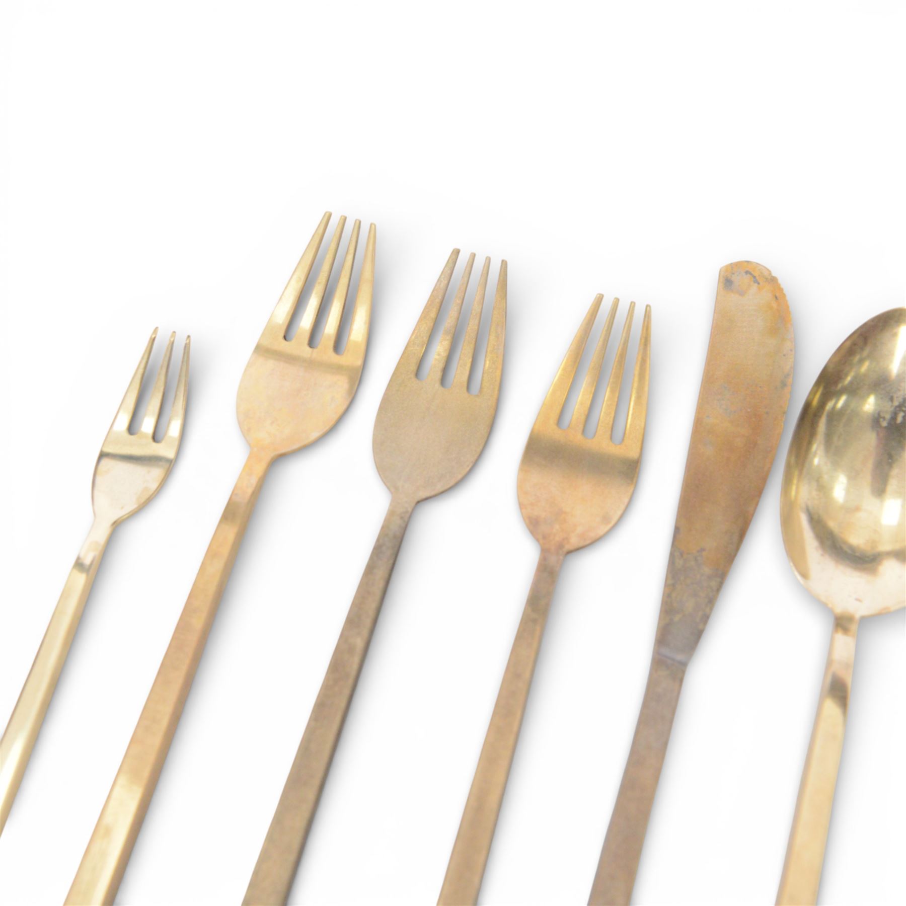 Quantity of bronzed cutlery, in the manner of Sigvard Bernadotte, stamped Scanline