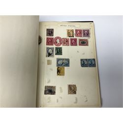 World stamps including Belgium, Great Britain, Italy, Denmark, Greece, South Africa, Nigeria, United States etc and a pair of silver mounted jars