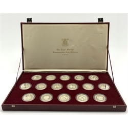 Royal Mint silver coins 'The Royal Marriage Commemorative Coin Collection 1981', comprised of sixteen silver coins, cased