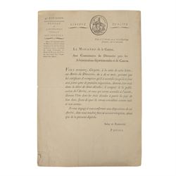 Napoleonic Ministry of War Decree issued by Claude Petiet 