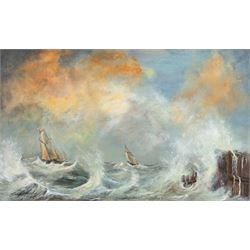 George Sparkes (Yorkshire Contemporary): 'Coastal Scene - East Yorkshire c.1860', acrylic ...