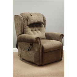  Orchid Mobility Poppy electric riser reclining armchair upholstered in Casino Crush fabric - 6 months old cost  (This item is PAT tested - 5 day warranty from date of sale)   