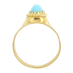 18ct gold single stone turquoise ring, stamped 750