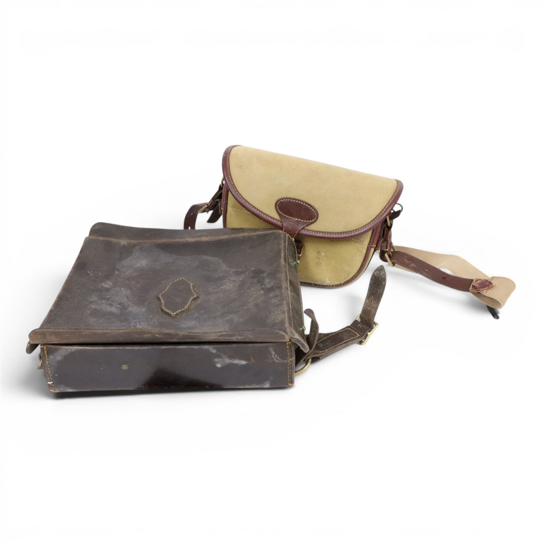  William Evans St James Street London leather cartridge bag, together with leather cased  cartridge holder 