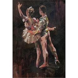Sherree Valentine Daines (British 1959-): The Dancers, mixed media signed with initials 29cm x 19.5cm
