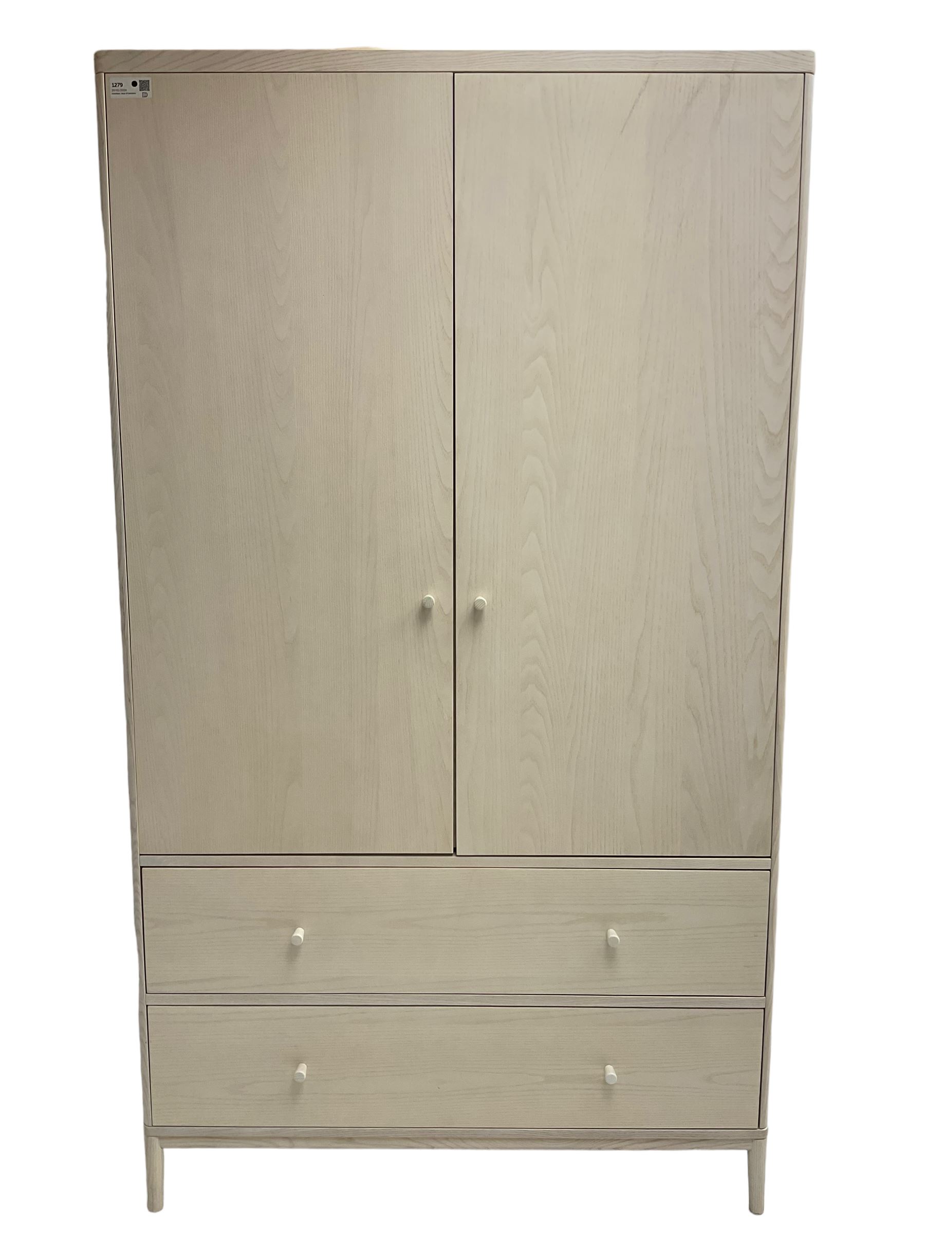 Ercol - 'Salina' wardrobe enclosed by two doors, fitted with two long drawers