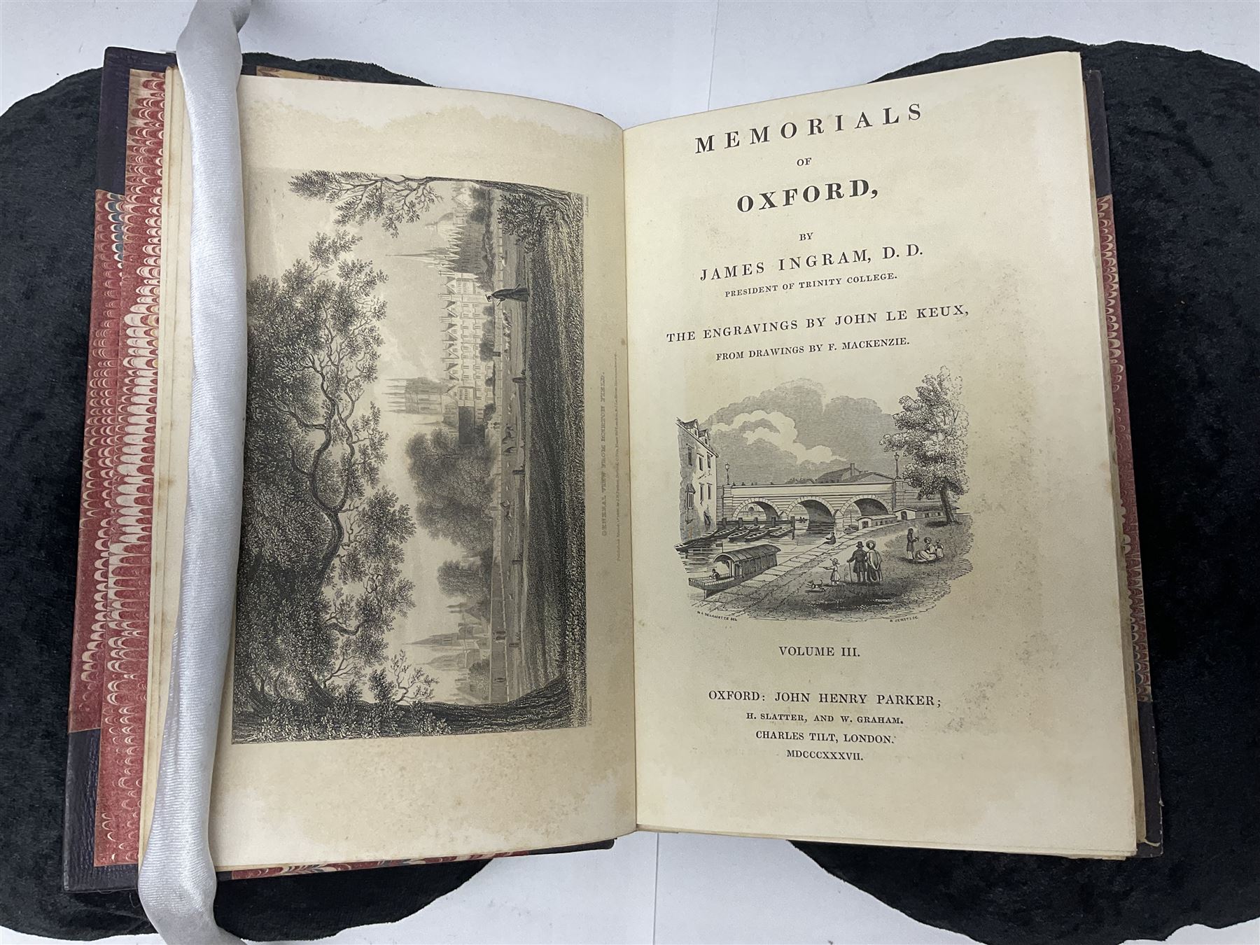 Ingram, James, Memorials of Oxford, The Engravings by John Le Keux from drawings by F. Mackenzie, three volumes, engraved title, frontispiece, plates and illustrations in the text, Oxford,1837, together with Chalmers, Alex, A History of the Colleges, Halls, and Public Buildings, attached to the University of Oxford, two volumes, engraved title, frontispiece, plates and illustrations in the text, Oxford, 1820, (5)
