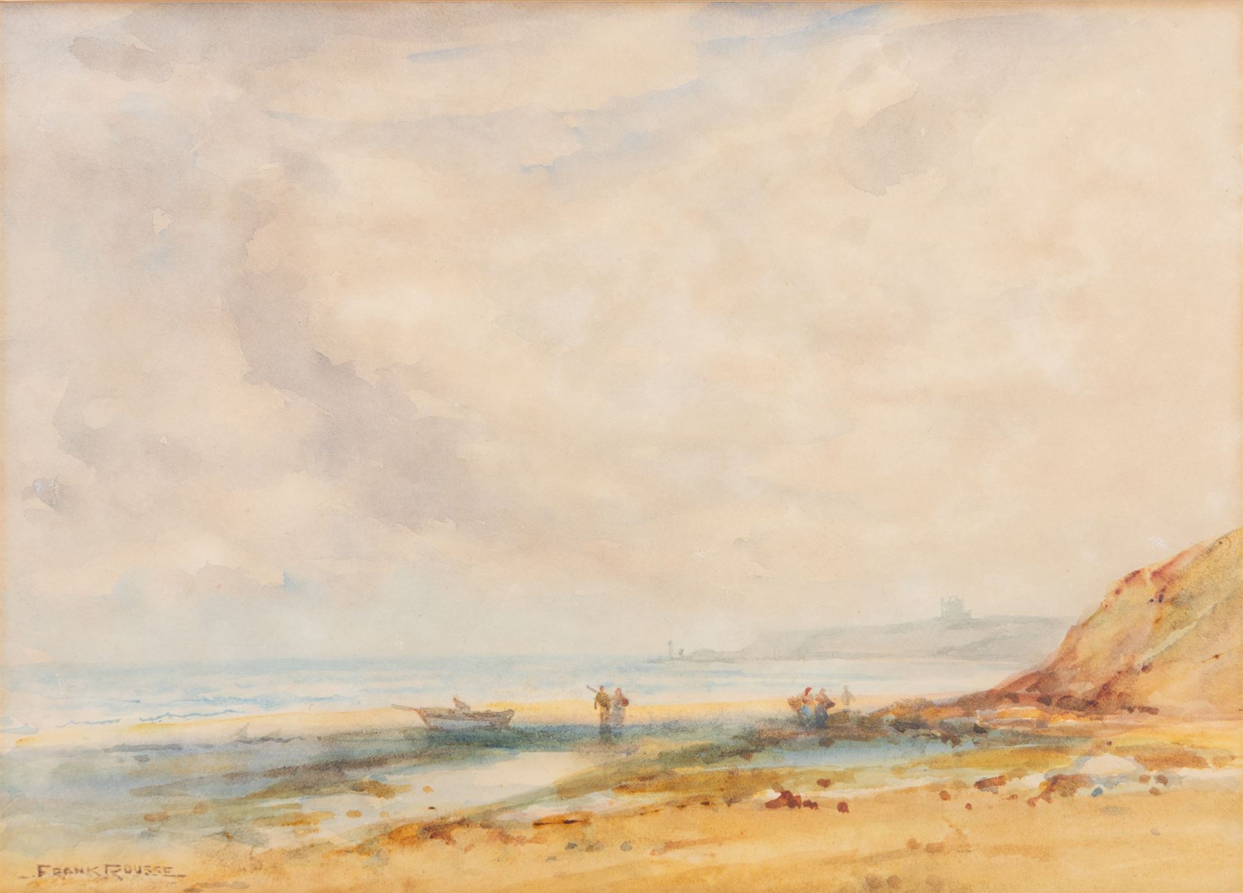 Frank Rousse (British fl.1897-1917): Beach scene Near Whitby, watercolour signed 27cm x 38cm 