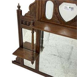 Late Victorian walnut overmantel mirror (W104cm, H113cm); Georgian design mahogany oval tilt-top table (53cm x 40cm, H50cm)