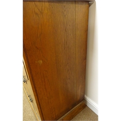  Edwardian oak chest, moulded top, two short and three long drawers, plinth base, W105cm, H104cm, D51cm  
