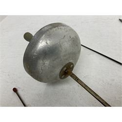 20th century Indian Tulwar sword with 71cm plain curving steel blade and iron hilt with extended langets, knopped grip and spiked pommel; in canvas covered wooden scabbard L87.5cm overall; together with five fencing swords comprising four foils and one epee, three marked Leon Paul, one in carrying case (6)