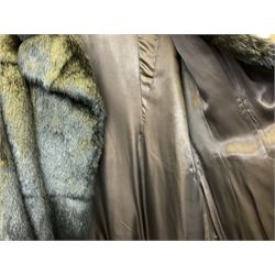 Ladies three quarter length brown mink coat, together with a ladies short black rabbit fur coat 