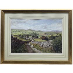 Keith Melling: Herding Sheep, print signed in pencil 38cm x 56cm