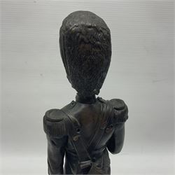 Bronzed figure of a Grenadier guard, H33cm