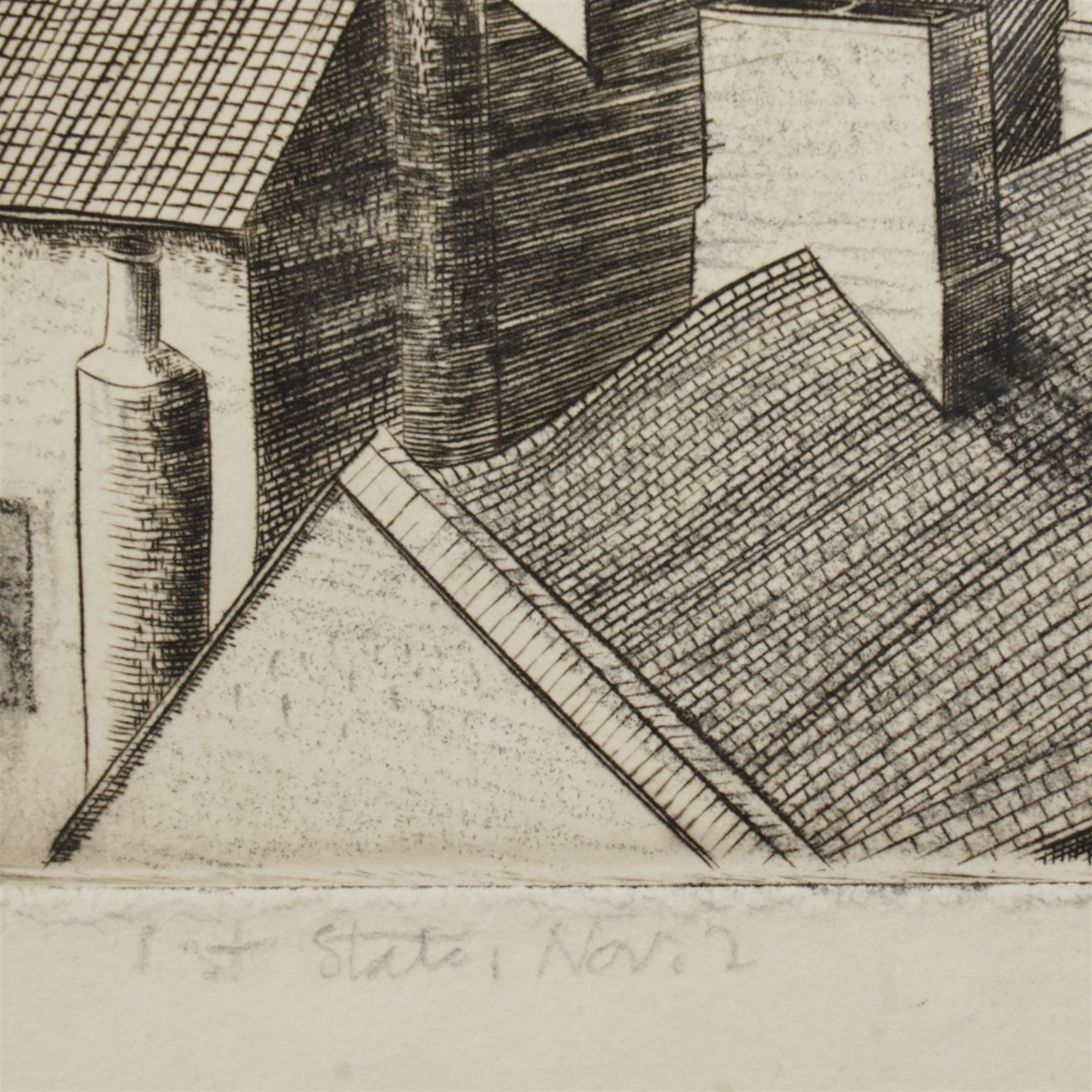 Frederick George Austin (British 1902-1990): An English Town, drypoint etching signed and inscribed 1st state in pencil, dated 1934 in the plate 15cm x 20cm (unframed)
Provenance: direct from the granddaughter of the artist