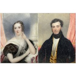 English School (Late 19th Century): Husband and Wife, pair portraits upon ivory unsigned 11.5cm x 9.5cm (2) 
This item has been registered for sale under Section 10 of the APHA Ivory Act